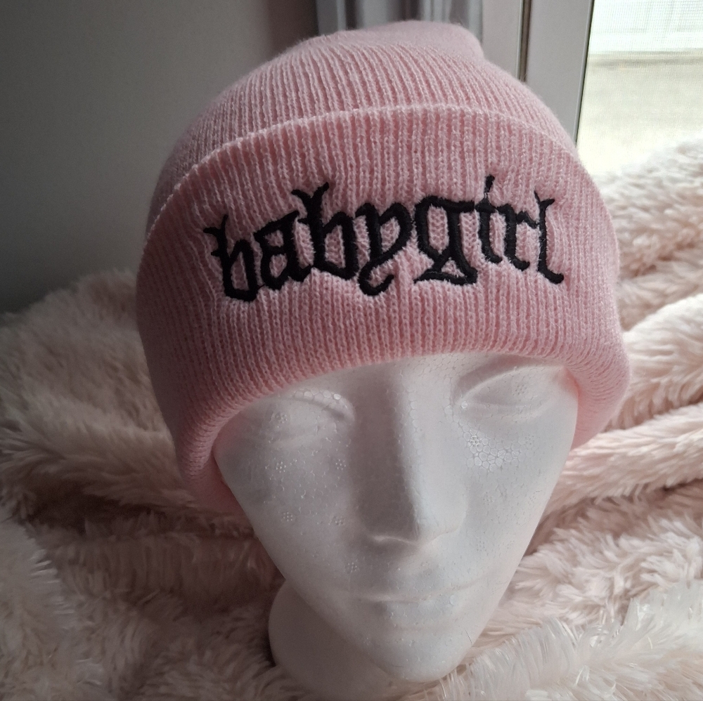 Pink Babygirl Knit Hat for Girls Or Small Ladies. Super Cute.